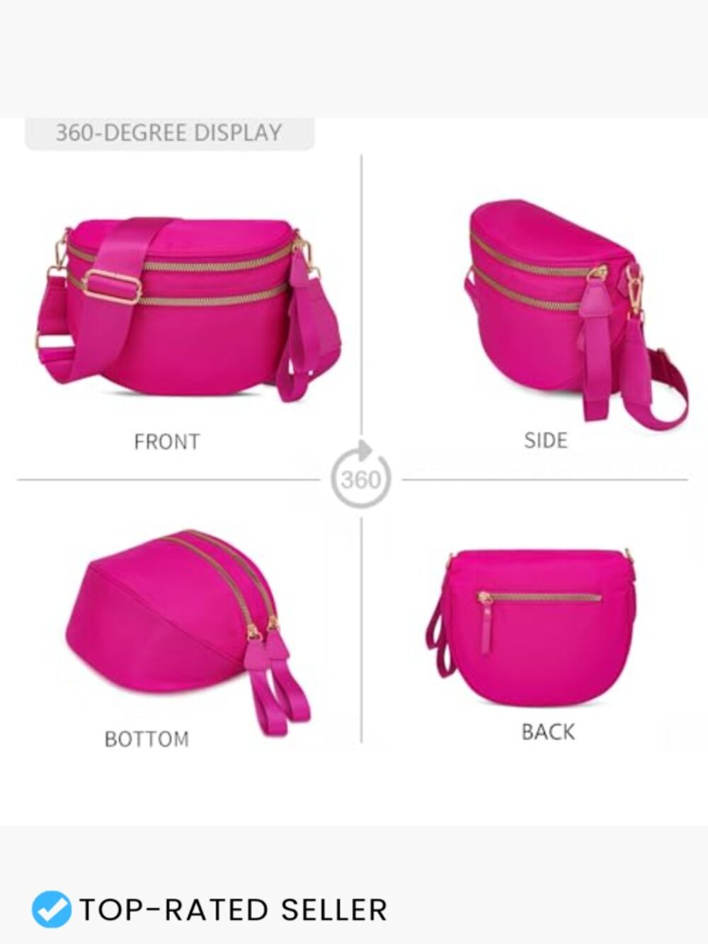 Trendy Crossbody Bum Bag Fanny Pack for Travel Spacious Checkered Nylon - Picture 6 of 7